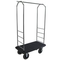 CSL 2000BK-080 43" x 23" x 72" Customizable Easy-Mover Chrome Series Black Carpeted Luggage Cart with 8" Black Semi-Pneumatic Casters