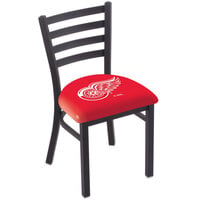 Holland Bar Stool L00418DetRed Black Steel Detroit Red Wings Chair with Ladder Back and Padded Seat