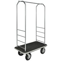 CSL 2099BK-080 43" x 23" x 72 1/2" Customizable Easy-Mover Stainless Steel Series Black Carpeted Luggage Cart with 8" Black Semi-Pneumatic Casters