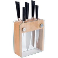 Mercer Culinary M19105 ZüM® 6-Piece Wood and Glass Knife Block Set