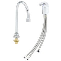 T&S B-2742 Single Lever Faucet with Remote On/Off Control Base, Swivel Gooseneck Assembly, and Flexible Stainless Steel Water Connectors ADA Compliant