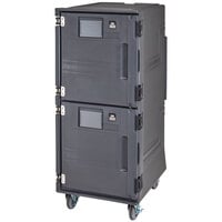 Cambro PCUCH615 Pro Cart Ultra® Charcoal Gray Tall Profile Electric Hot Bottom / Cold Top Food Holding Cabinet in Fahrenheit - 110V