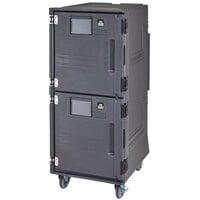 Cambro PCUPC2615 Pro Cart Ultra® Charcoal Gray Tall Profile Electric Passive Top / Cold Bottom Food Holding Cabinet in Fahrenheit - 220V