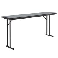 Correll 18" x 60" Rectangular Gray Granite High-Pressure Folding Seminar Table with Off-Set Legs