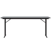 Correll 18 inch x 60 inch Rectangular Gray Granite High-Pressure Folding Seminar Table with Off-Set Legs