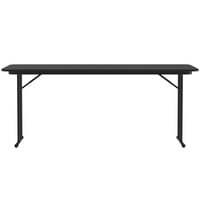 Correll 18 inch x 60 inch Rectangular Black Granite High-Pressure Folding Seminar Table with Off-Set Legs