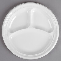 Dart 10CPWF 10 1/4 inch White 3 Compartment Famous Service Impact Plastic Plate - 125/Pack