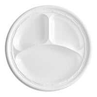 Dart 10CPWF 10 1/4" White 3 Compartment Famous Service Impact Plastic Plate - 125/Pack
