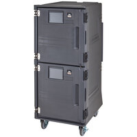 Cambro PCUCH2615 Pro Cart Ultra® Charcoal Gray Tall Profile Electric Hot Bottom / Cold Top Food Holding Cabinet in Fahrenheit - 220V