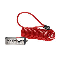 Kensington 64671 6' Red Steel Cable Portable Combination Laptop Lock