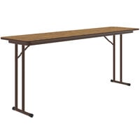 Correll 18" x 60" Medium Oak High-Pressure Top Folding Seminar Table With Off-Set Legs