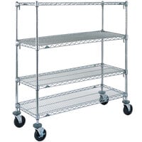 Metro A366BC Super Adjustable Chrome 4 Tier Mobile Shelving Unit with Rubber Casters - 18 inch x 60 inch x 69 inch