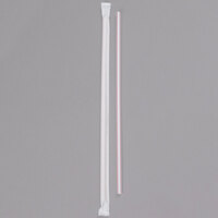 Choice 10 1/4 inch Jumbo Red and White Striped Wrapped Straw - 500/Box