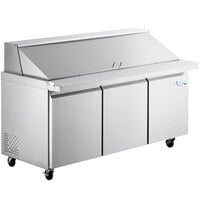 Avantco SS-PT-71M-HC 70" 3 Door Mega Top Stainless Steel Refrigerated Sandwich Prep Table