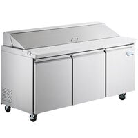 Avantco SS-PT-71-HC 70" 3 Door Stainless Steel Refrigerated Sandwich Prep Table