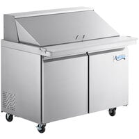 Avantco SS-PT-48M-HC 48 inch 2 Door Mega Top Stainless Steel Refrigerated Sandwich Prep Table