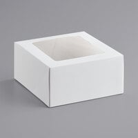 8 inch x 8 inch x 4 inch White Auto-Popup Window Cake / Bakery Box - 10/Pack