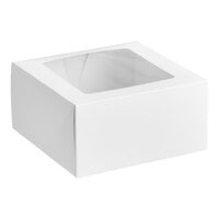 8" x 8" x 4" White Customizable Auto-Popup Window Cake / Bakery Box - 10/Pack