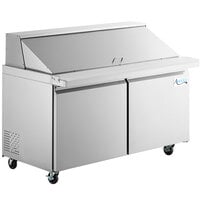 Avantco SS-PT-60M-HC 60" 2 Door Mega Top Stainless Steel Refrigerated Sandwich Prep Table