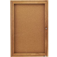 Quartet 363 24 inch x 36 inch Enclosed Cork Board with Oak Frame