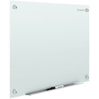 Quartet G9648W 96" x 48" White Frameless Magnetic Glass Markerboard with Marker Rail