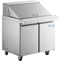 Avantco SS-PT-36M-HC 36" 2 Door Mega Top Stainless Steel Refrigerated Sandwich Prep Table