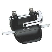 Swingline 74060 40 Sheet Black and Chrome Heavy-Duty Steel 2 Hole Punch - 1/4" Holes