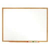 Quartet S573 Classic 36 inch x 24 inch Melamine Whiteboard with Oak Finish Frame