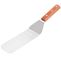 Thunder Group 8" x 3" Perforated Blade Turner with Round Blade and Wood Handle