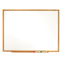 Quartet S577 Classic 72 inch x 48 inch Melamine Whiteboard with Oak Finish Frame