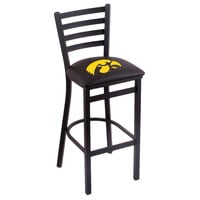 Holland Bar Stool L00430IowaUn Black Steel University of Iowa Bar Height Chair with Ladder Back and Padded Seat