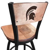Holland Bar Stool L03830BWMedMplAMichStMedMpl Black Steel Michigan State University Laser Engraved Bar Height Swivel Chair with Maple Back and Seat