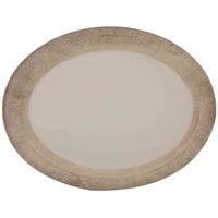 Thunder Group DM213J Jazz 13" x 10" Oval Melamine Platter with Crackle-Finished Border - 12/Case