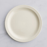 Choice 9 3/4 inch Ivory (American White) Narrow Rim Stoneware Plate - 24/Case