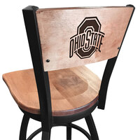 Holland Bar Stool L03830BWMedMplAOhioStMedMpl Black Steel Ohio State University Laser Engraved Bar Height Swivel Chair with Maple Back and Seat