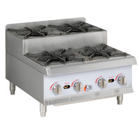 Cooking Performance Group SR-CPG-24-NL 24 inch Step-Up Countertop Range / Hot Plate with 4 High Output Burners - 120,000 BTU