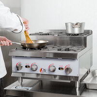 Cooking Performance Group SR-CPG-24-NL 24 inch Step-Up Countertop Range / Hot Plate with 4 High Output Burners - 120,000 BTU