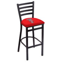Holland Bar Stool L00430WI-Bdg Black Steel University of Wisconsin Bar Height Chair with Ladder Back and Padded Seat