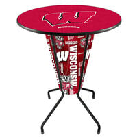 Holland Bar Stool L218B42Wiscon36RWisc-W University of Wisconsin 36 inch Round Bar Height LED Pub Table