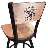 Holland Bar Stool L03830BWMedMplAUKYCatMedMpl Black Steel University of Kentucky Laser Engraved Bar Height Swivel Chair with Maple Back and Seat