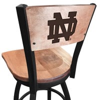 Holland Bar Stool L03830BWMedMplAND-NDMedMpl Black Steel University of Notre Dame Laser Engraved Bar Height Swivel Chair with Maple Back and Seat