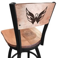 Holland Bar Stool L03830BWMedMplAWshCapMedMpl Black Steel Washington Capitals Laser Engraved Bar Height Swivel Chair with Maple Back and Seat