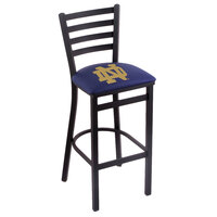 Holland Bar Stool L00430ND-ND Black Steel University of Notre Dame Bar Height Chair with Ladder Back and Padded Seat