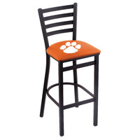 Holland Bar Stool L00430Clmson Black Steel Clemson University Bar Height Chair with Ladder Back and Padded Seat