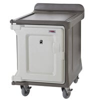 Cambro MDC1520S10D194 Granite Sand 10 Tray Dual Access Meal Delivery Cart with 5 inch Casters
