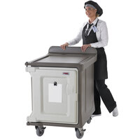 Cambro MDC1520S10DH194 Granite Sand 10 Tray Dual Access Meal Delivery Cart with 6 inch Heavy-Duty Casters