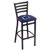 Holland Bar Stool L00430PennSt Black Steel Penn State University Bar Height Chair with Ladder Back and Padded Seat