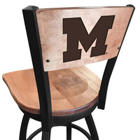 Holland Bar Stool L03830BWMedMplAMichUnMedMpl Black Steel University of Michigan Laser Engraved Bar Height Swivel Chair with Maple Back and Seat