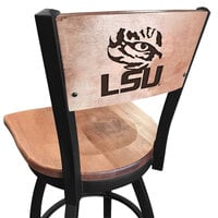 Holland Bar Stool L03830BWMedMplALaStUnMedMpl Black Steel Louisiana State University Laser Engraved Bar Height Swivel Chair with Maple Back and Seat