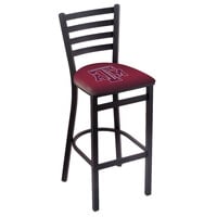Holland Bar Stool L00430TexA-M Black Steel Texas A&M Bar Height Chair with Ladder Back and Padded Seat
